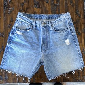Frame High-Rise Light Denim Le Sylvie Straight Cut-Off Jean Shorts Size 27